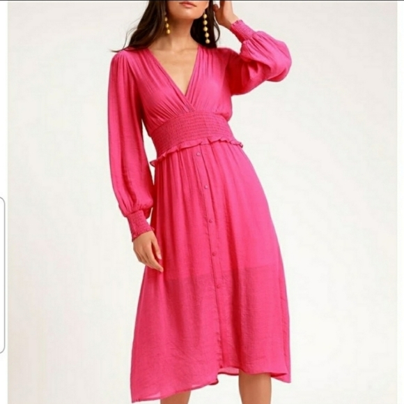 Lulus Dresses & Skirts - LULUS go for it pink long sleeve dress Small Boho